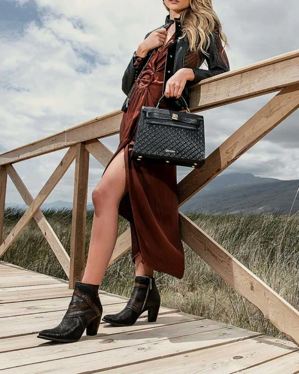 Ankle black exotic bootie - Image 5