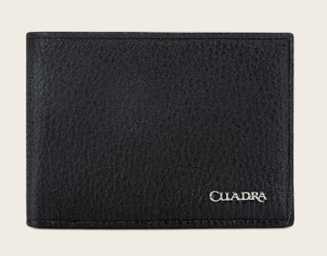 Handmade black leather bifold wallet