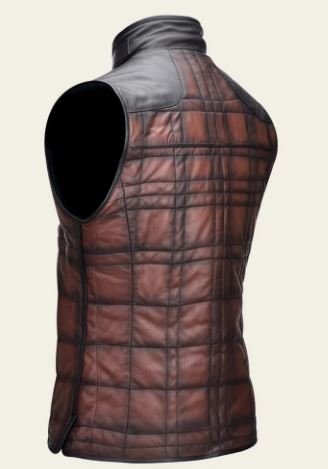 Reversible brown leather vest with embroidery - Image 4