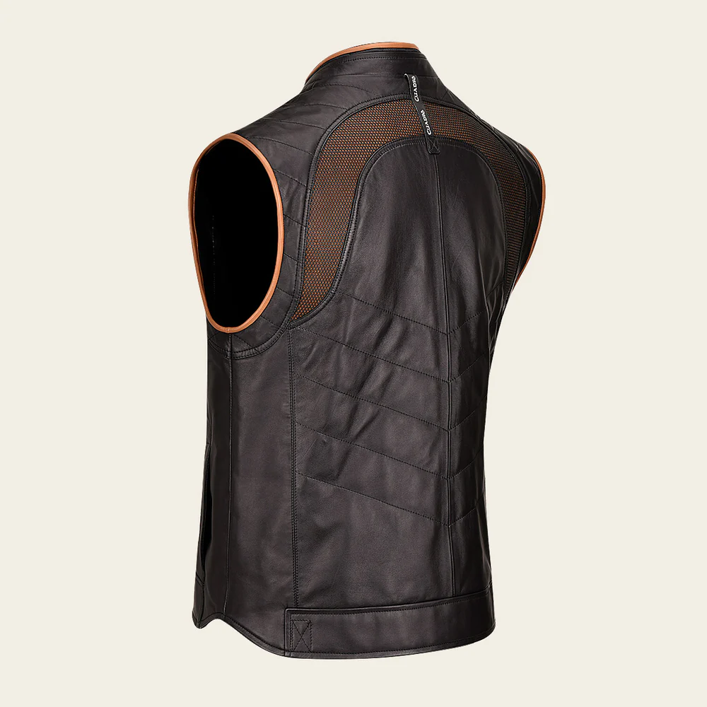 Cuadra Black Lambskin Leather Vest for Men - Image 2