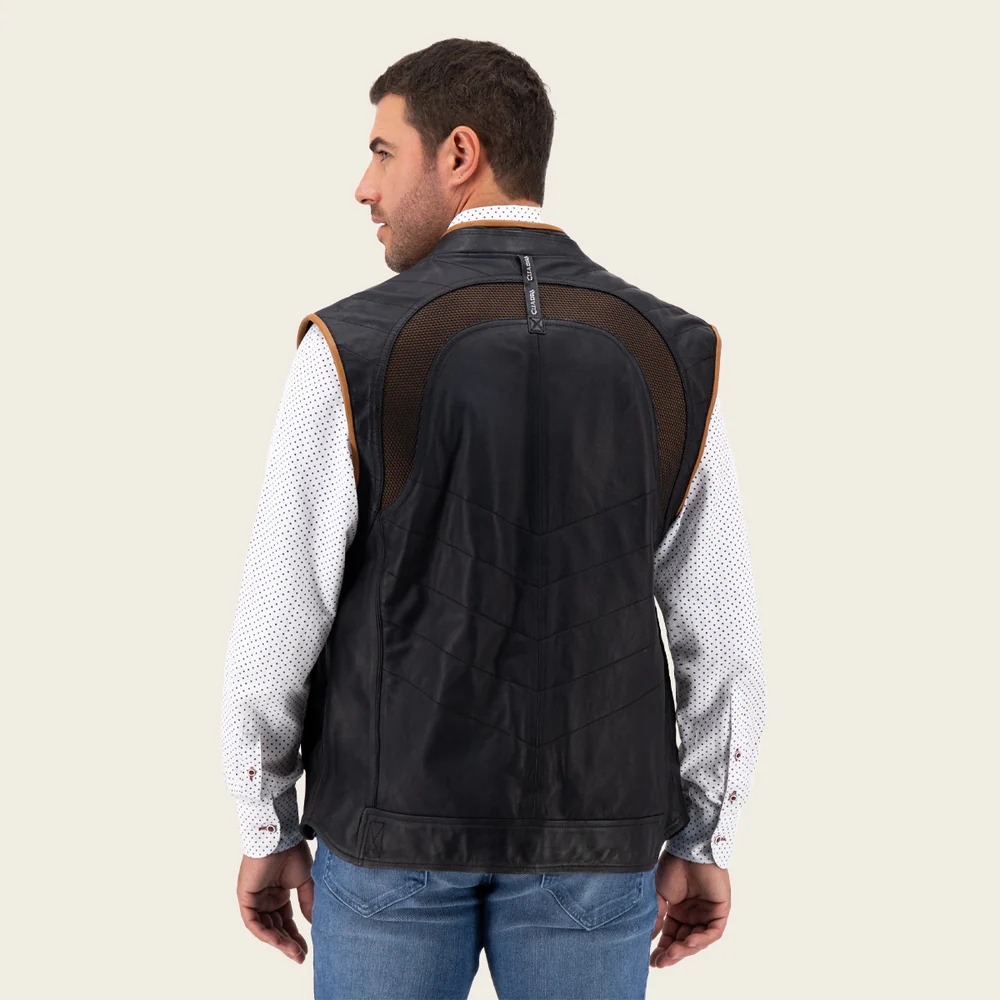Cuadra Black Lambskin Leather Vest for Men - Image 6