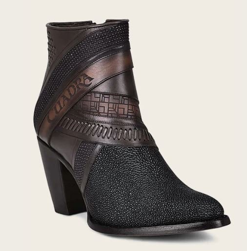 Hand-painted black exotic leather boot