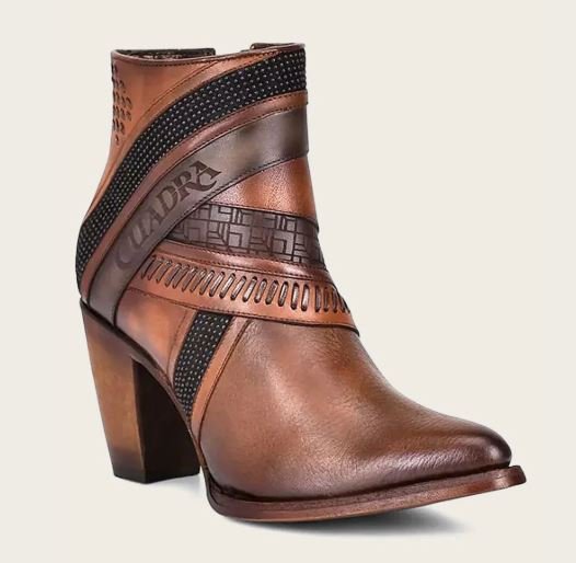 Hand-painted brown leather boot HONEY