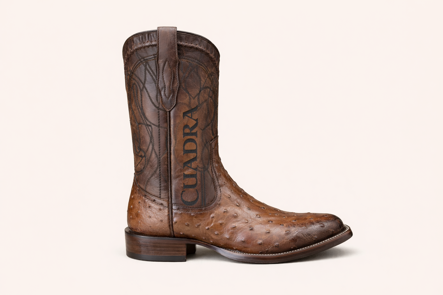 Honey Ostrich Leather Cowboy Boot