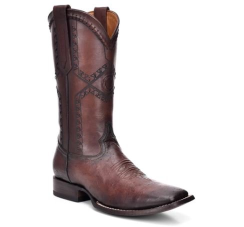 Western Leather Boots – Distressed Brown Square Toe