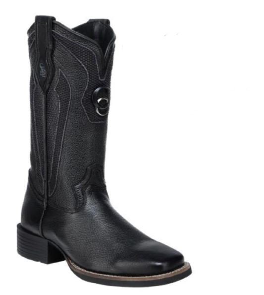Black Western Boots – Italian Deer Leather Square Toe