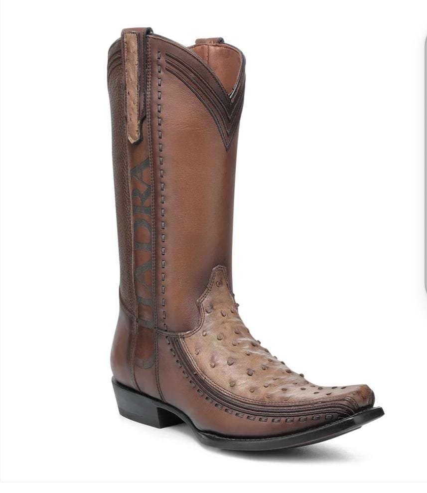Men’s Ostrich Leather Western Boots – Honey Exotic Square Toe