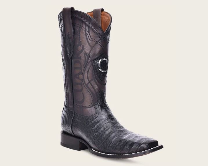 Engraved Black Cayman Western Boots
