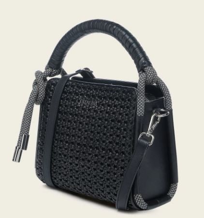 Black braided decorated top handle handbag - Image 2