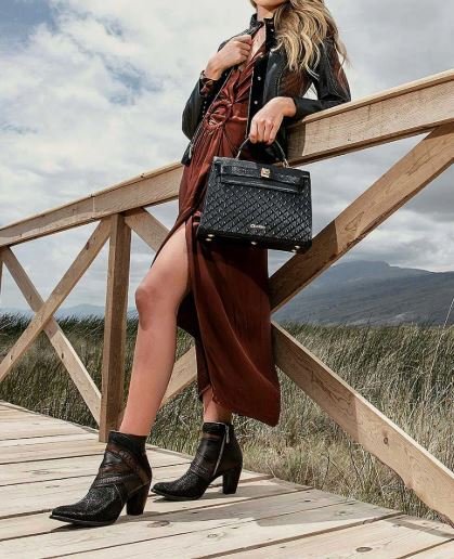 Hand-painted black exotic leather boot - Image 5