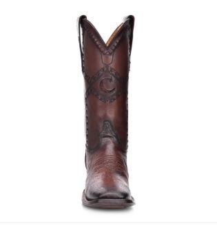 Western Leather Boots – Distressed Brown Square Toe - Image 2