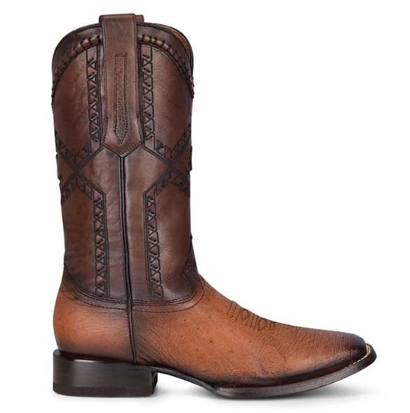 Western Boots – Genuine Ostrich Leather Distressed Brown Square Toe - Image 2