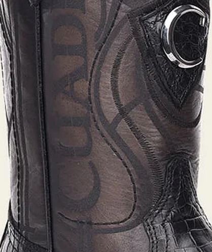 Engraved Black Cayman Western Boots - Image 5