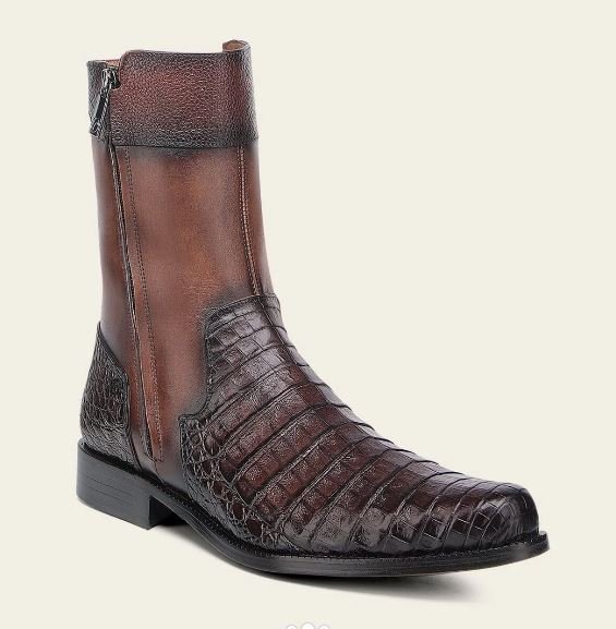 Luxury Men’s Boot in Genuine Alligator and Bovine Leather – Bronze Finish
