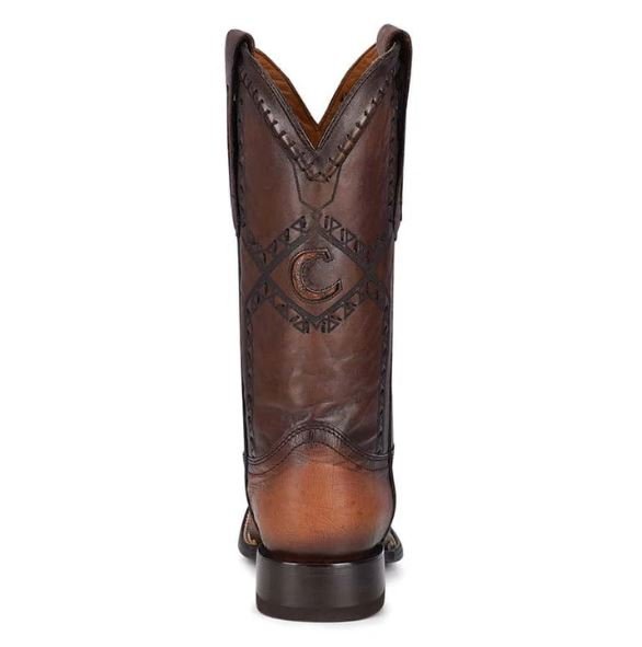 Western Boots – Genuine Ostrich Leather Distressed Brown Square Toe - Image 4