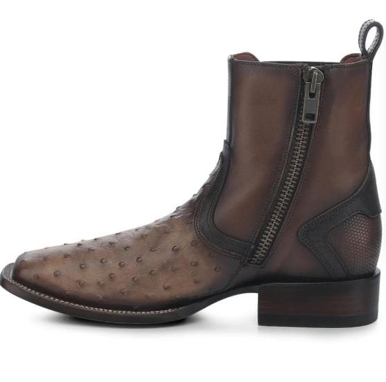 Men’s Premium Ostrich Leather Ankle Boots – Brown Exotic Luxury