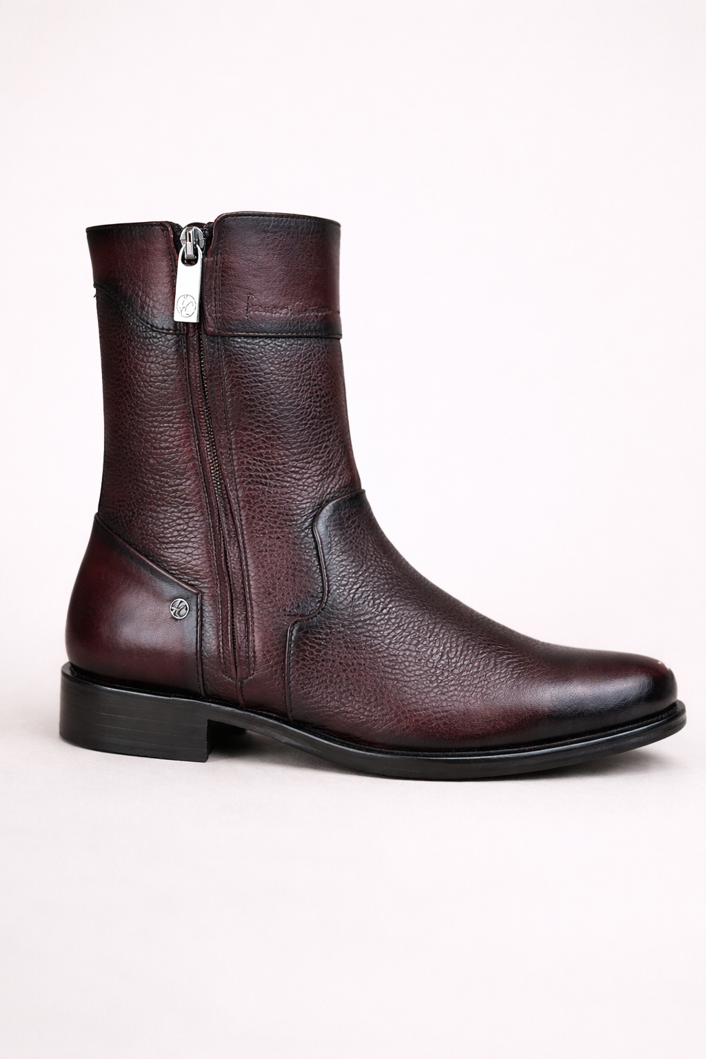 Men’s Cherry Deerskin Leather Ankle Boot