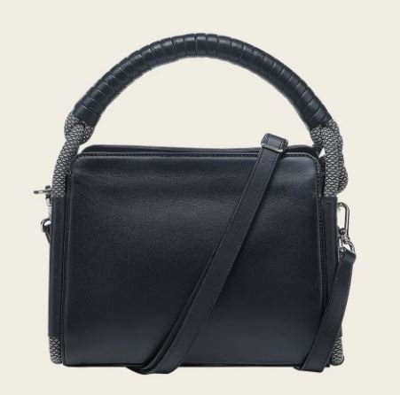 Black braided decorated top handle handbag - Image 4