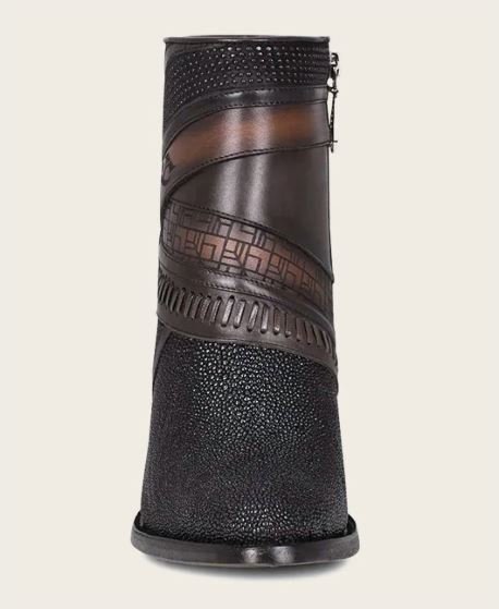 Hand-painted black exotic leather boot - Image 3