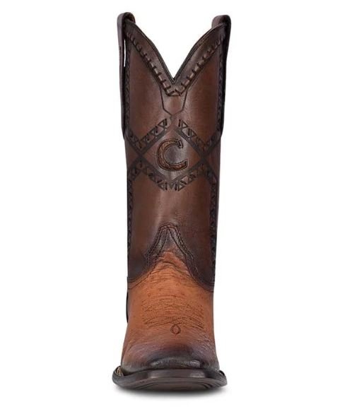 Western Boots – Genuine Ostrich Leather Distressed Brown Square Toe - Image 3