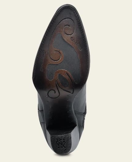 Women's Tall Gray Leather Boot with Laser-Cut Shaft & Raised Embroidery - Image 4