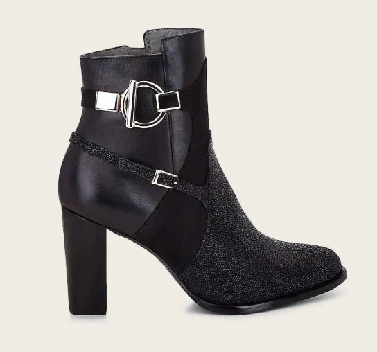 Black ankle boots in genuine stingray leather - Image 3