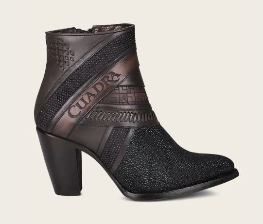 Hand-painted black exotic leather boot - Image 4