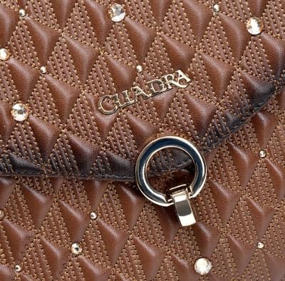 Brown leather shoulder bag with double chain handles - Image 4