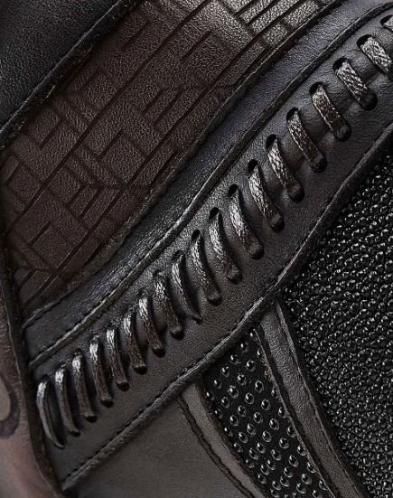 Hand-painted black exotic leather boot - Image 6