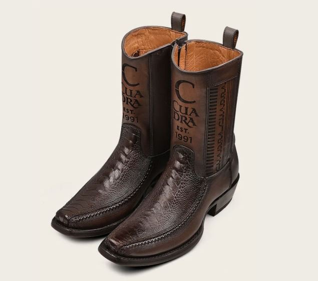 Brown ostrich leg urban boot - Image 7