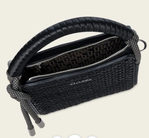 Black braided decorated top handle handbag - Image 5