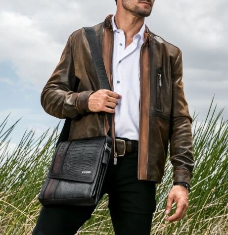 Cuadra Black Caiman Leather Crossbody Bag - Image 5