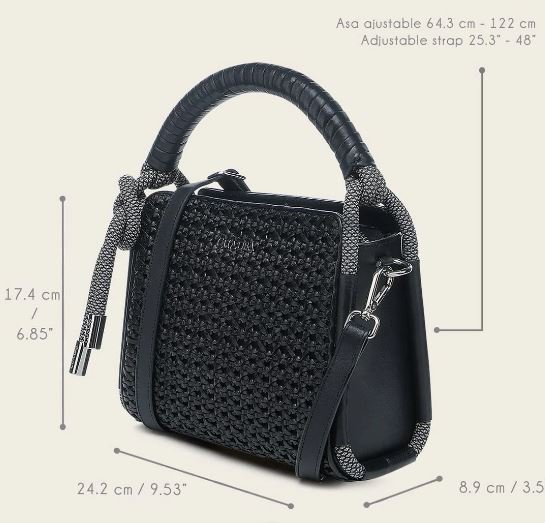 Black braided decorated top handle handbag - Image 6