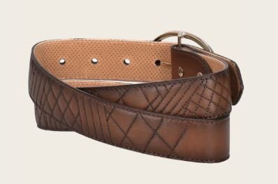 Brown leather belt with embroidery - Image 3