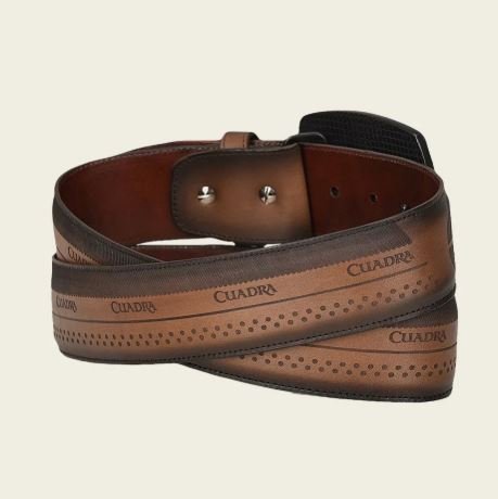 Cuadra Brown Leather Belt with Engraved Signature Buckle - Image 2