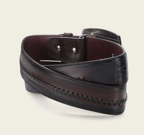 Denim belt in genuine fuscus leather - Image 2