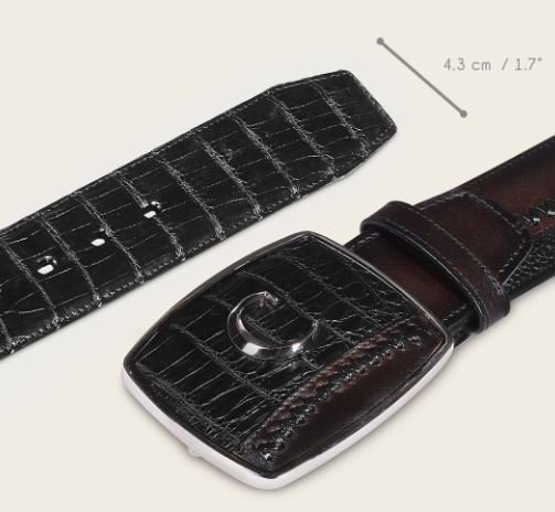 Denim belt in genuine fuscus leather - Image 4