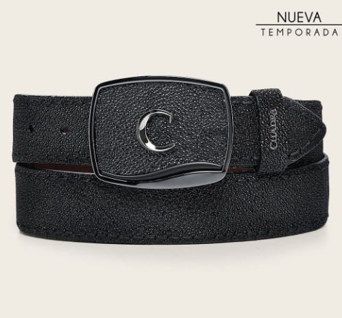 Cuadra Black Cowboy Belt for Men in Genuine Stingray and Bovine Leather