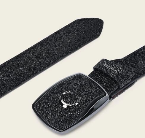 Cuadra Black Cowboy Belt for Men in Genuine Stingray and Bovine Leather - Image 2
