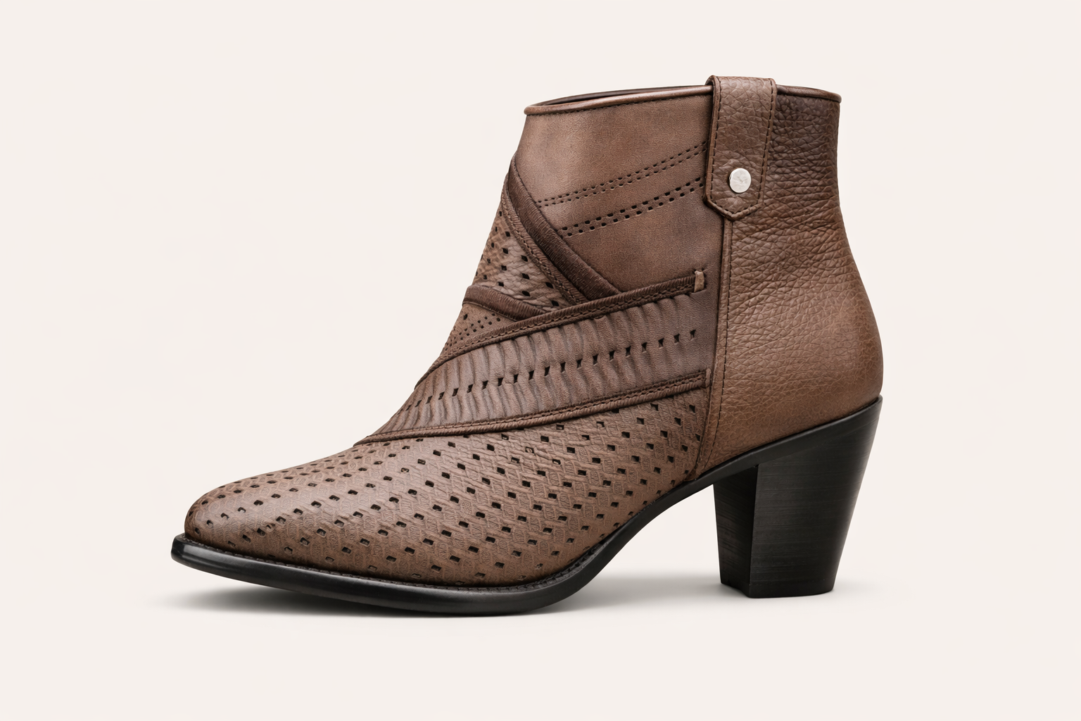 Women’s dress ankle boots in genuine calfskin leather BROWN
