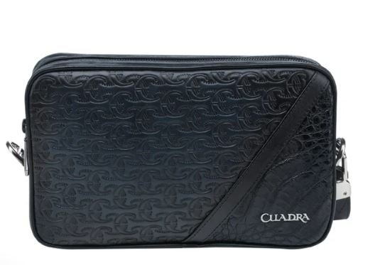 Cuadra Black Men’s Leather Hand Bag with Crocodile