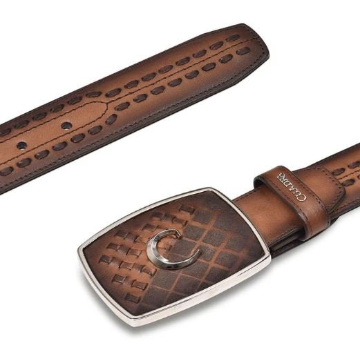 Cuadra Brown Ovine Leather Belt with Perforated Detailing - Image 2