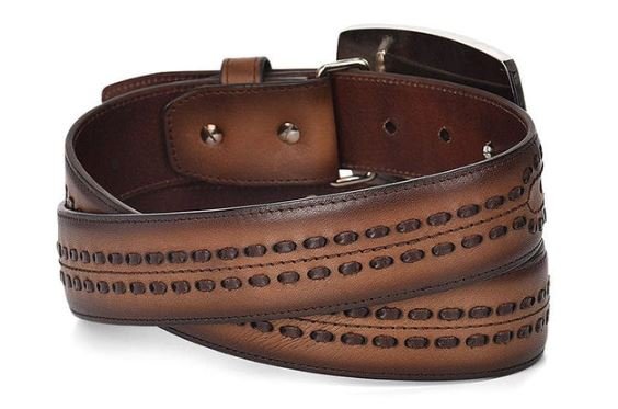 Cuadra Brown Ovine Leather Belt with Perforated Detailing - Image 3