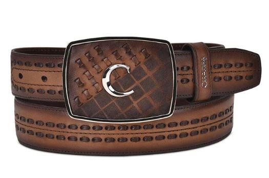 Cuadra Brown Ovine Leather Belt with Perforated Detailing