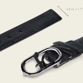 Franco Cuadra Men’s Dress Belt in Genuine Deer Black Leather with FC Monogram Buckle - Image 2