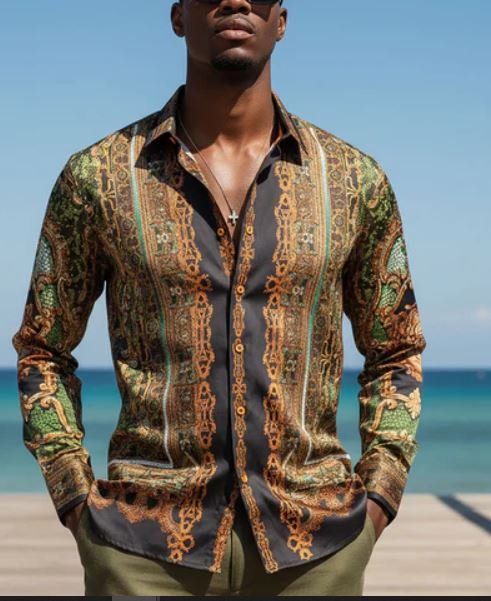 Virago Stone Rhinestone Long Sleeve Shirt Medussa - Image 5