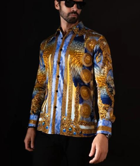 Striking Look Rhinestone Long Sleeve Shirt CLOUD - Image 4