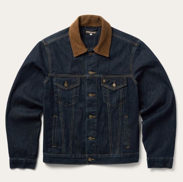 Stetson Suede Collar Raw Denim Jacket