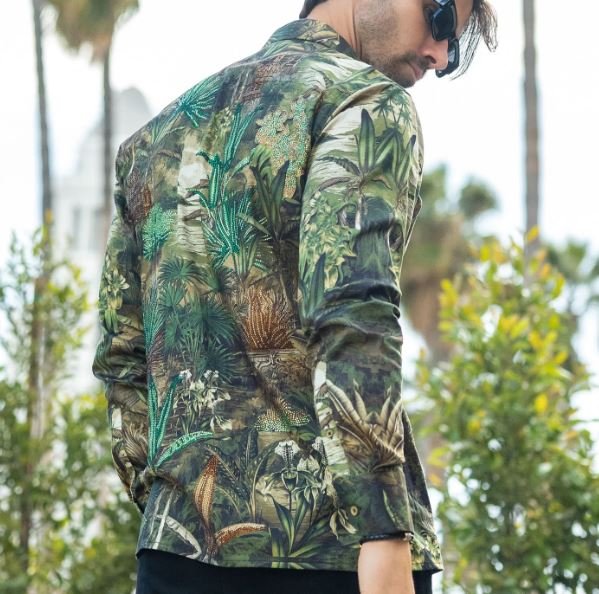 Warsaw Rhinestone Long Sleeve Shirt Olive - Image 9