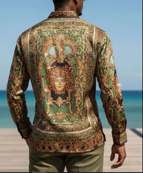 Virago Stone Rhinestone Long Sleeve Shirt Medussa - Image 6